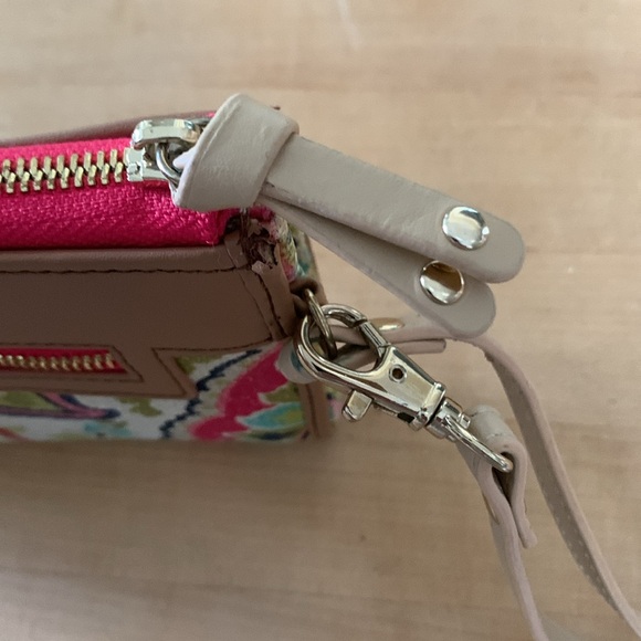 Pretty Spartina 449 linen and leather wristlet - Picture 5 of 9